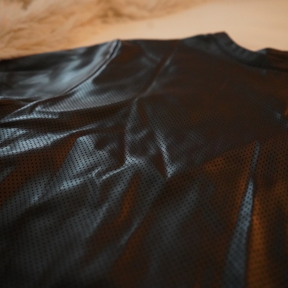 Faux Leather Cropped Boutique Tee - Picture 2 of 3